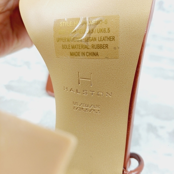 H Halston Picasso Lace-Up Vegan Leather Brown Strappy Dress Sandals K741 - Picture 8 of 11